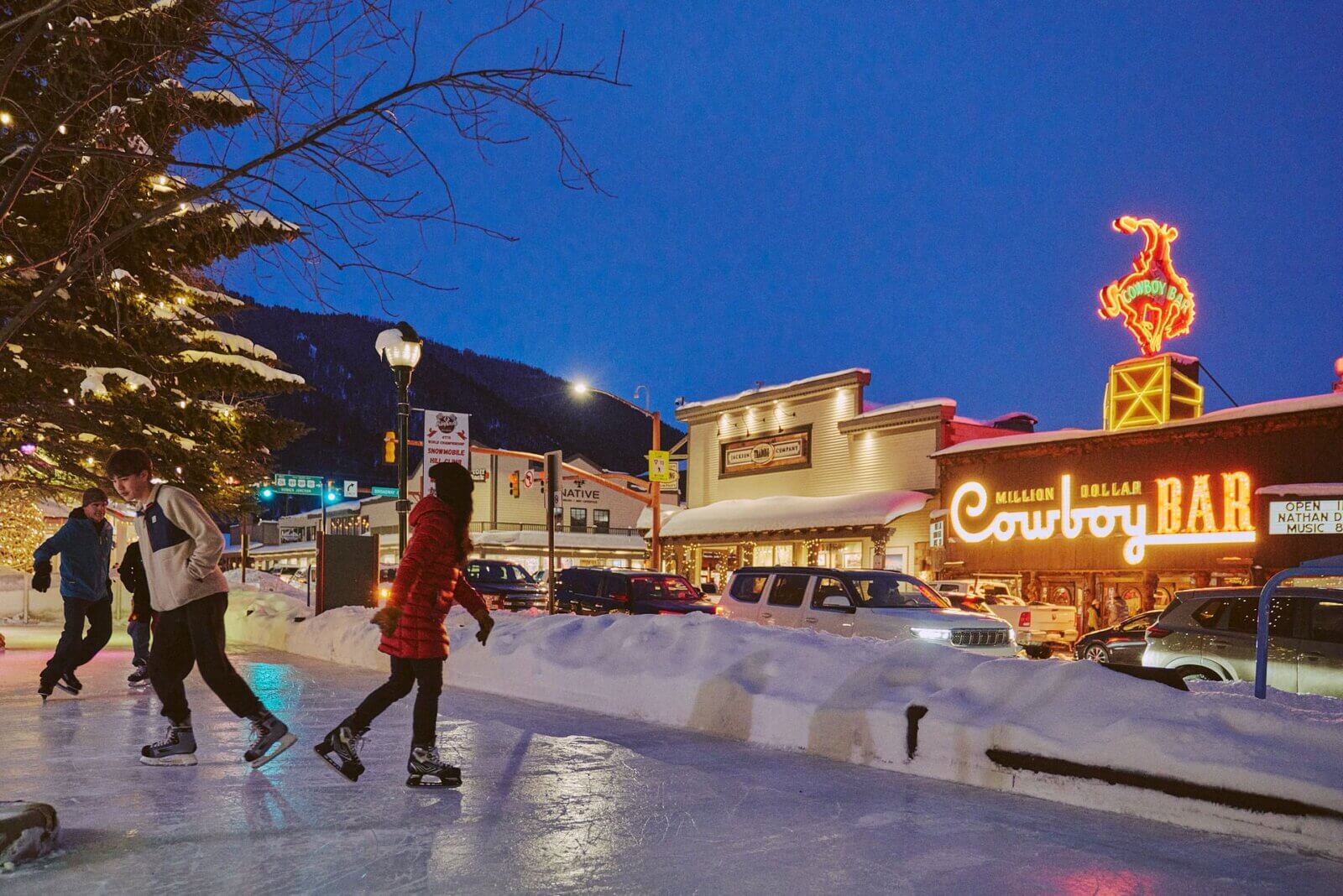 Ice skating on Jackson Lake.