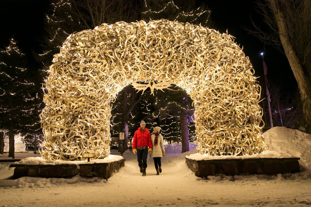 Antler arches lights Town Square Jackson Hole